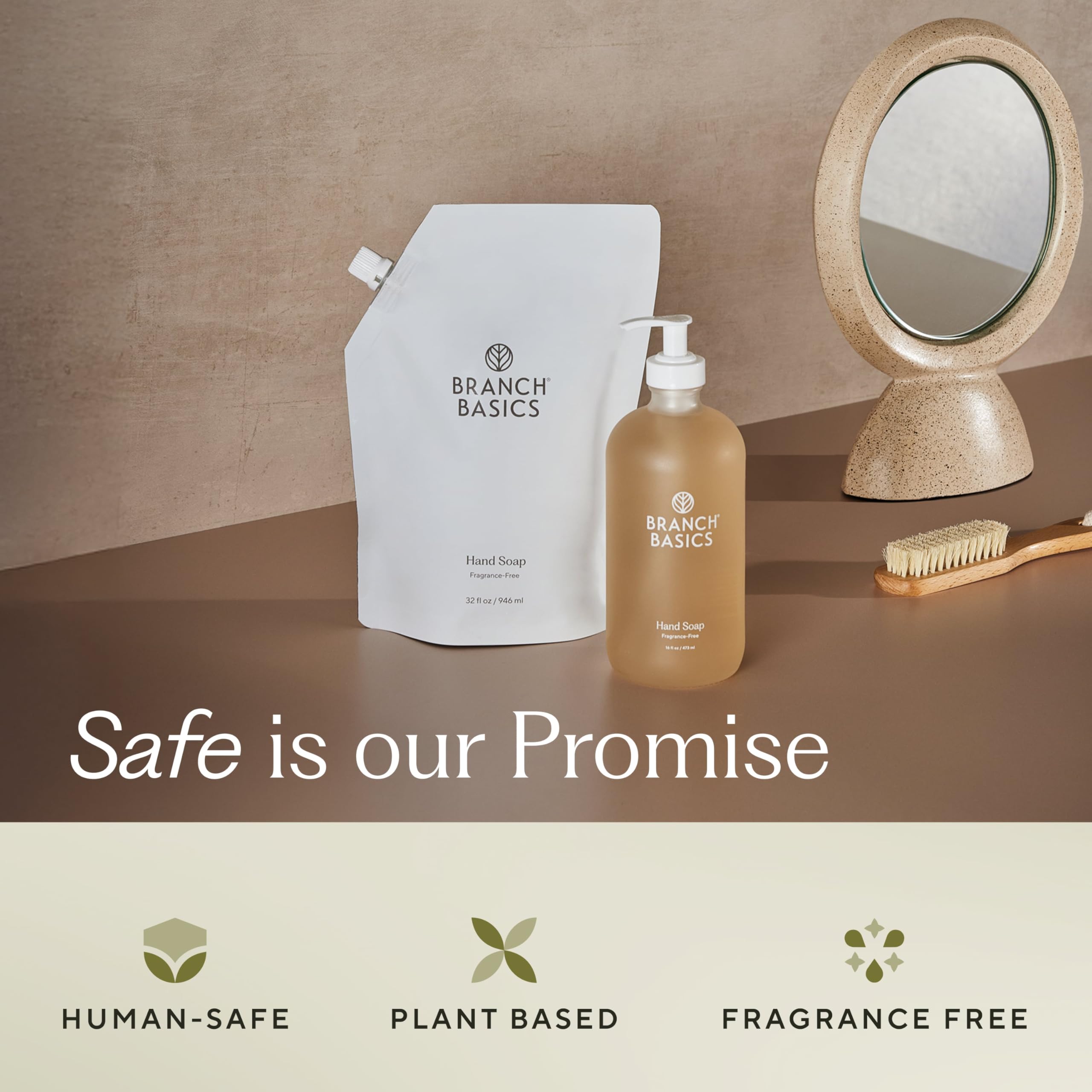 Branch Basics Gel Hand Soap Refill – 32oz Pouch | Fragrance-Free, Plant & Mineral-Based Formula