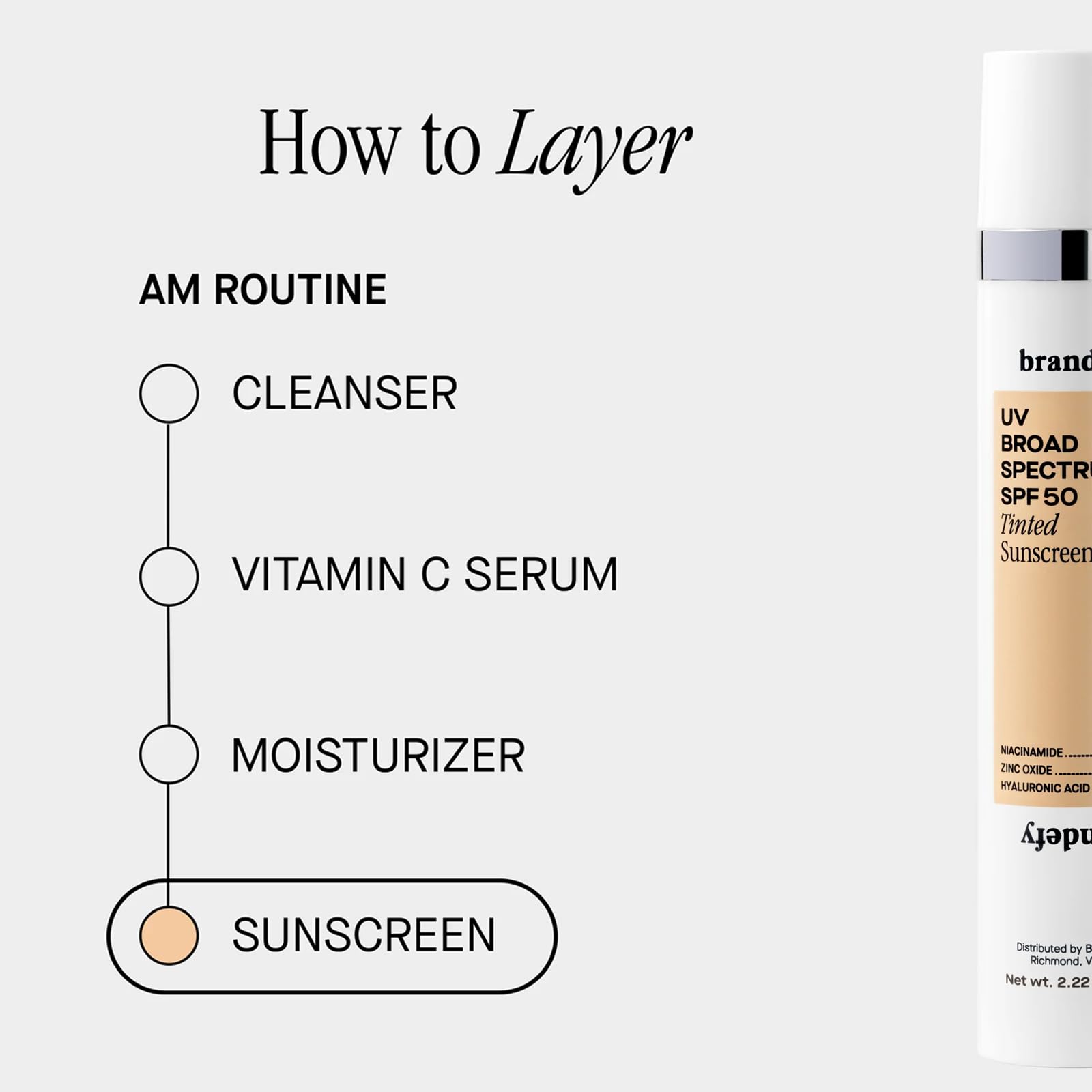 Brandefy UV Tinted SPF 50: Hydrating Mineral Sunscreen with Niacinamide | Made in USA
