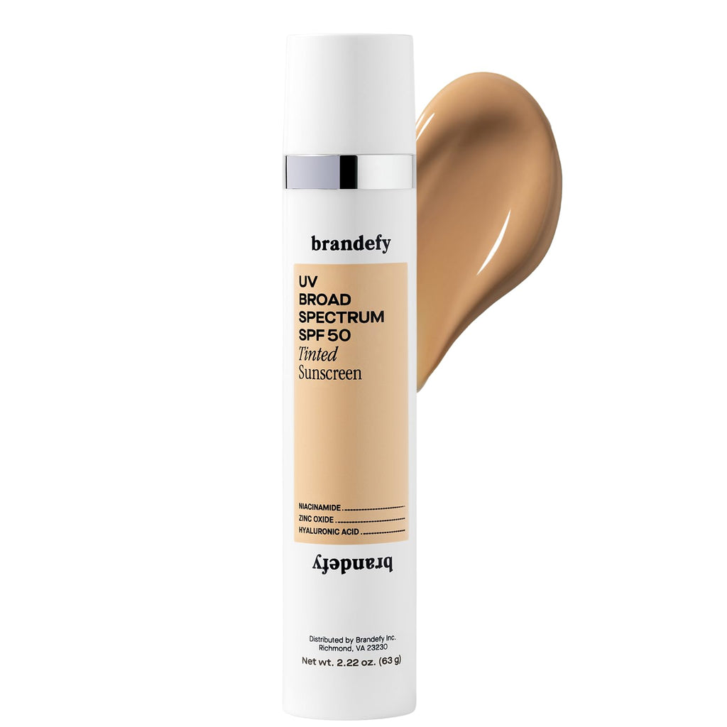 Brandefy UV Tinted SPF 50: Hydrating Mineral Sunscreen with Niacinamide | Made in USA
