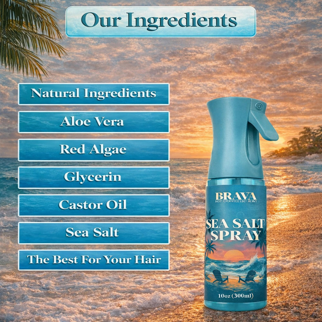 BRAVA Sea Salt Spray for Men – Texturizing Hair, Beachy Volume, All Natural, 10 oz