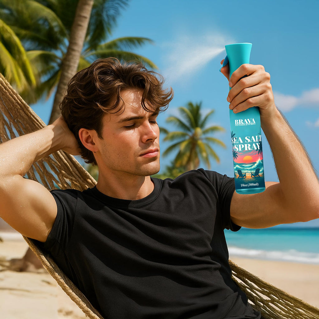 BRAVA Sea Salt Spray for Men – Texturizing Hair, Beachy Volume, All Natural, 10 oz
