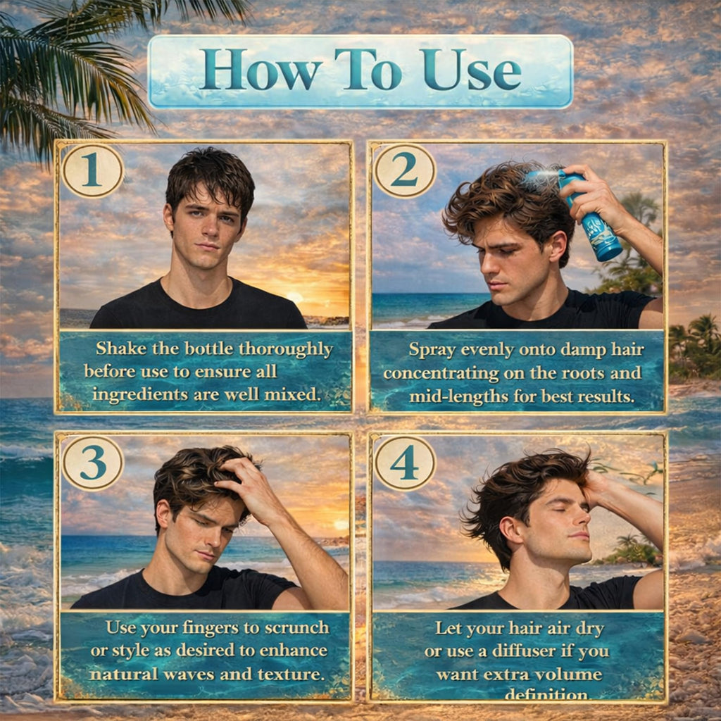 BRAVA Sea Salt Spray for Men – Texturizing Hair, Beachy Volume, All Natural, 10 oz