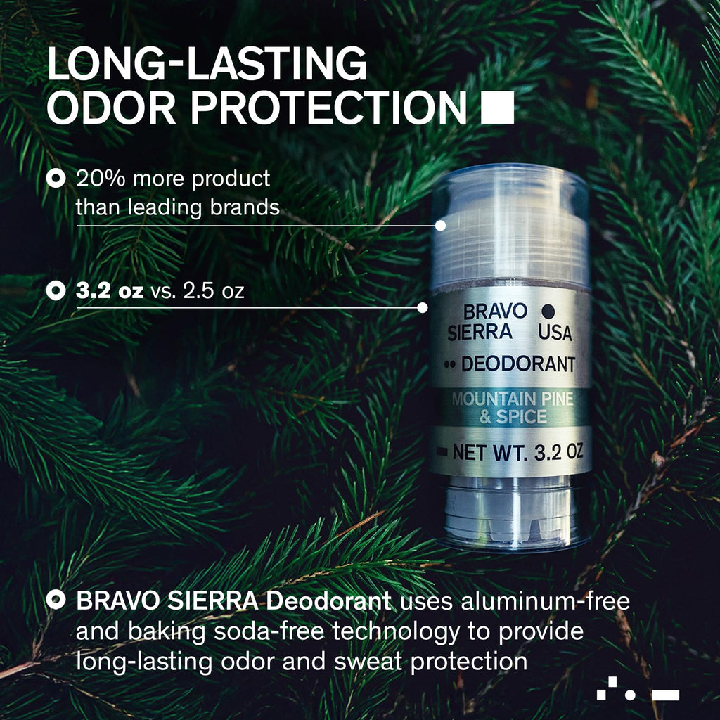 Bravo Sierra Aluminum-Free Deodorant for Men – Mountain Pine & Spice 2-Pack