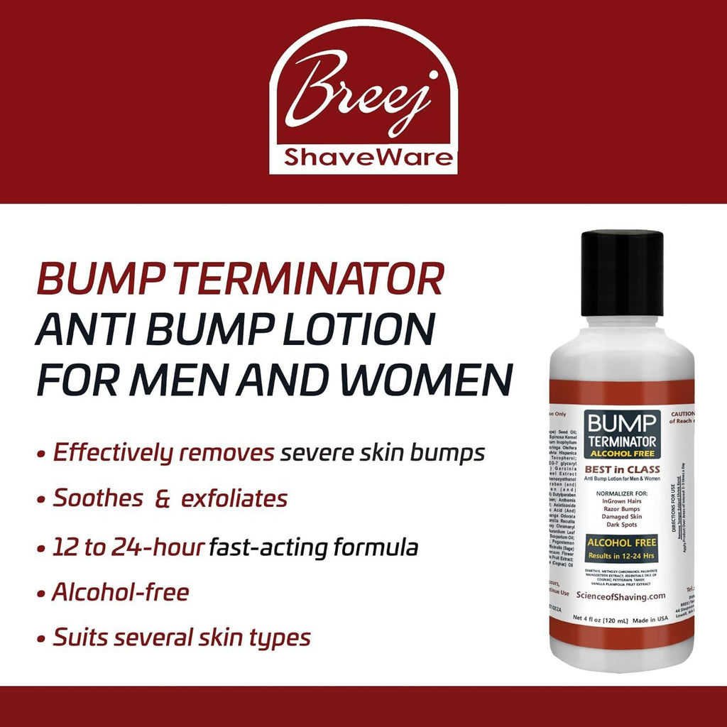 BREEJ Bump Terminator Alcohol-Free Lotion – Razor Bump Treatment for Men & Women (4 fl oz)