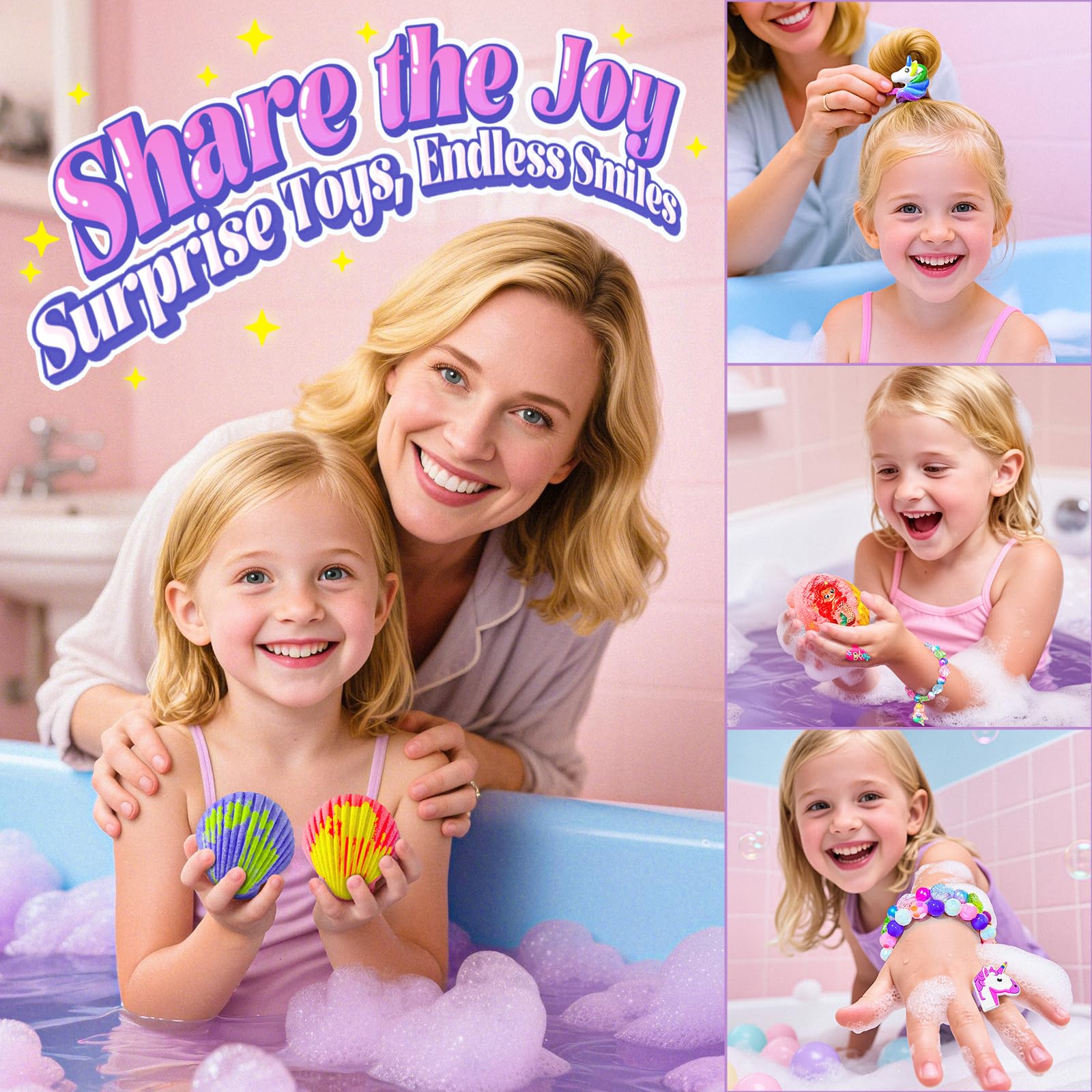 BreezeDream Shell Bath Bombs for Girls – 12-Pack Mermaid & Unicorn Gift Set with 20 Surprises