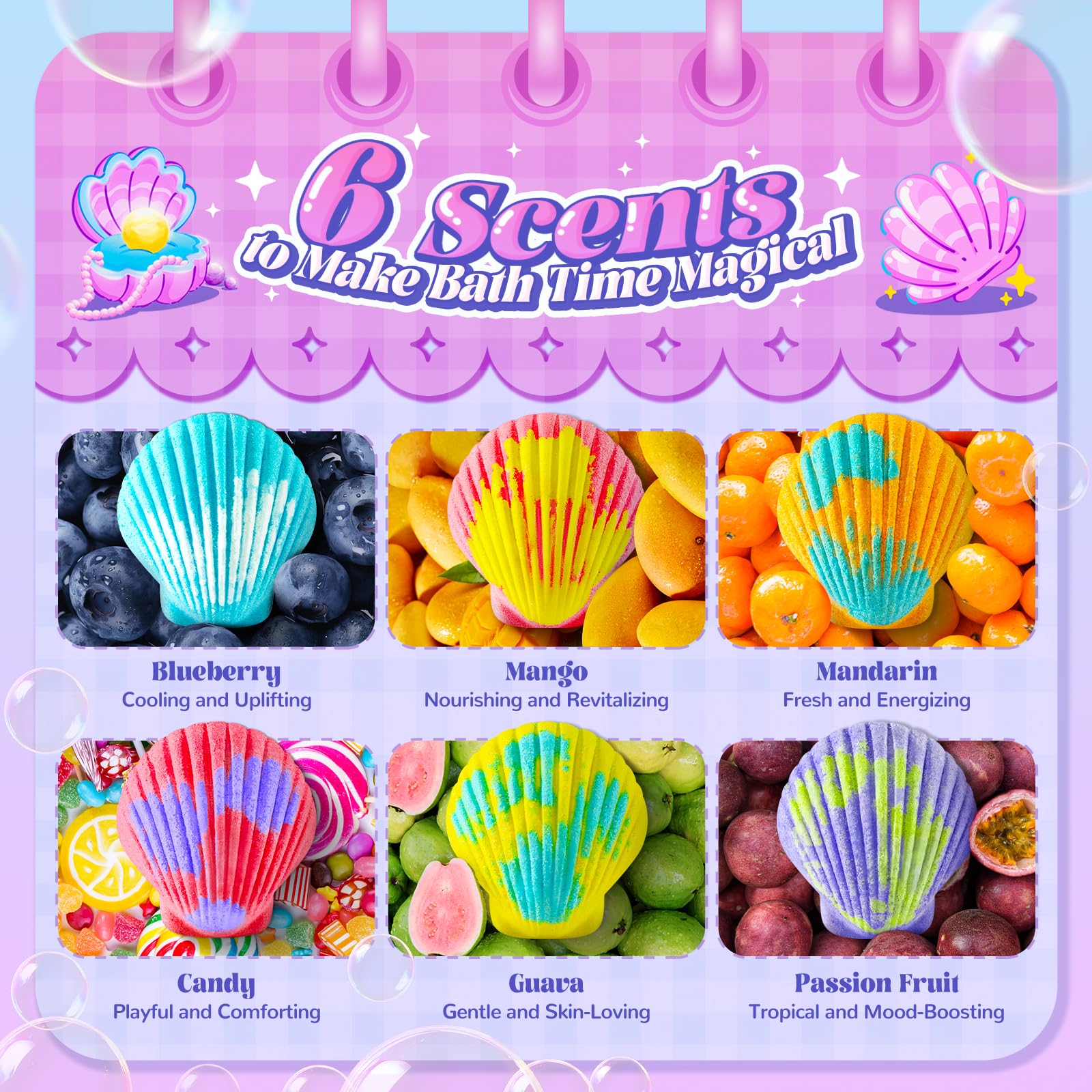 BreezeDream Shell Bath Bombs for Girls – 12-Pack Mermaid & Unicorn Gift Set with 20 Surprises