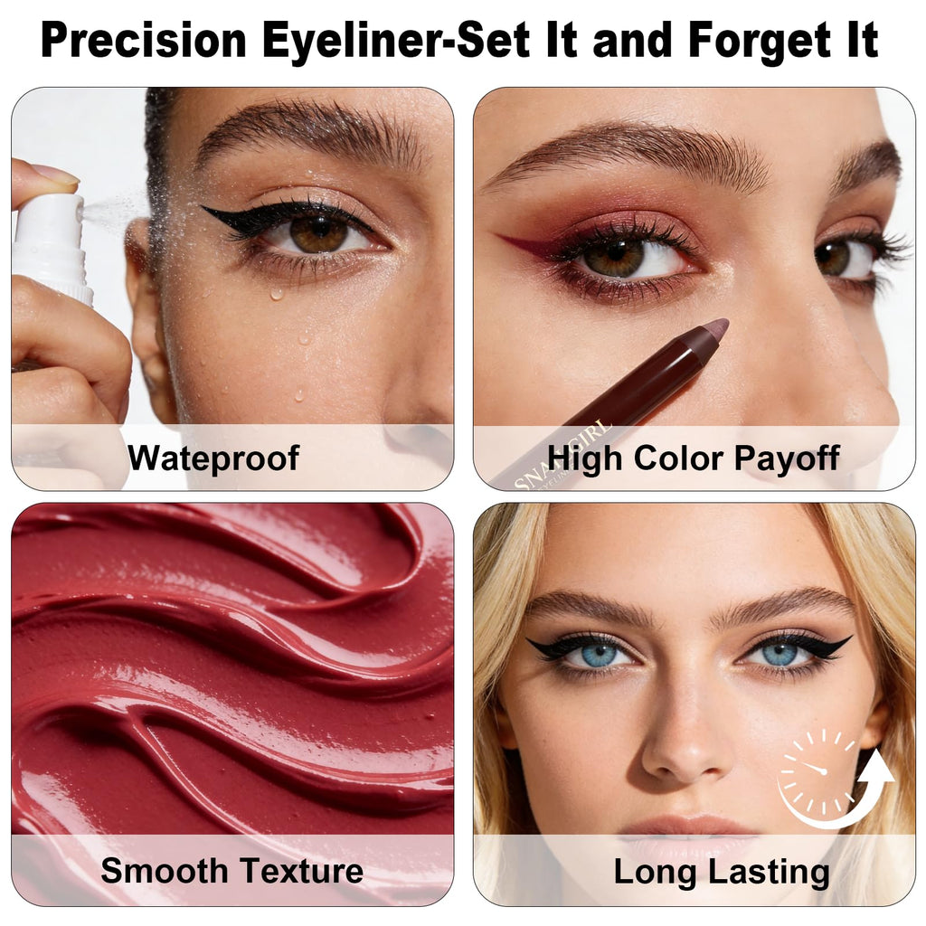 Brenqe Plum & Black Gel Eyeliner Set 2PCS – Long-Lasting Waterproof Creamy Gel