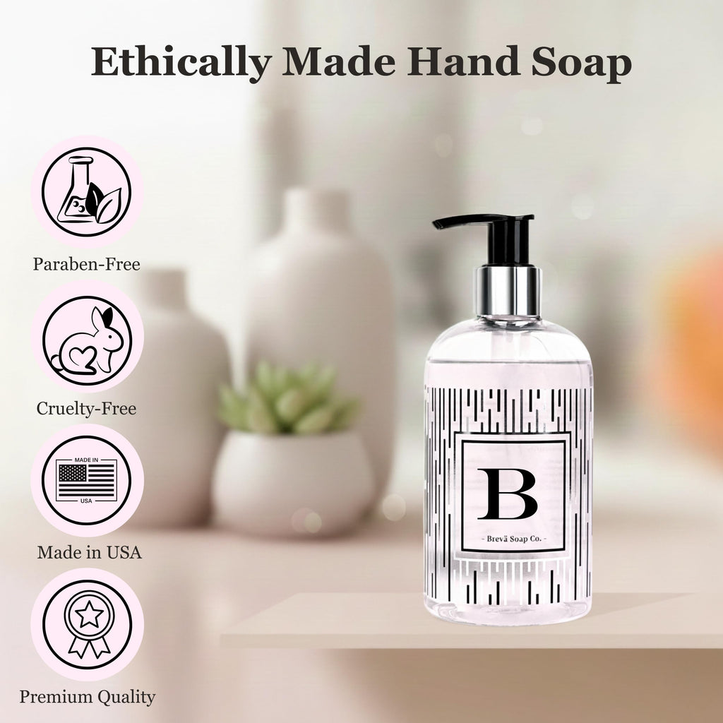 Brevä Soap Co. Monogrammed Luxury Liquid Hand Soap – Letter B | Citrus Bloom Scent | 12 oz Pack of 2