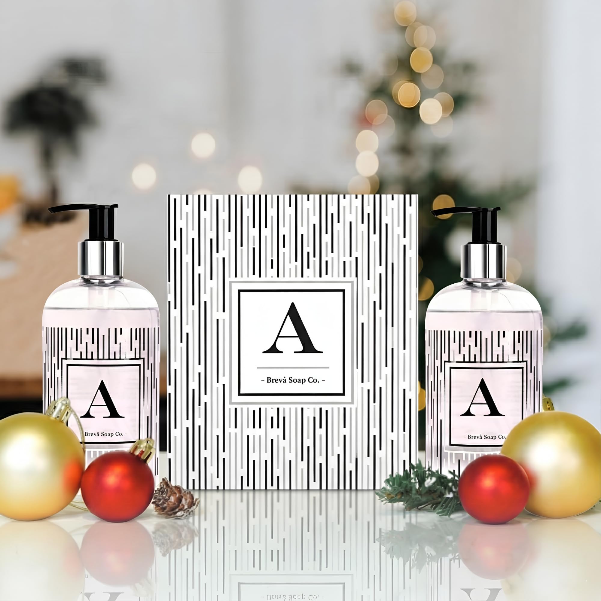 Brevä Soap Co. Monogrammed Hand Soap – Letter T | Citrus Bloom Scent | 12 oz (Pack of 2)