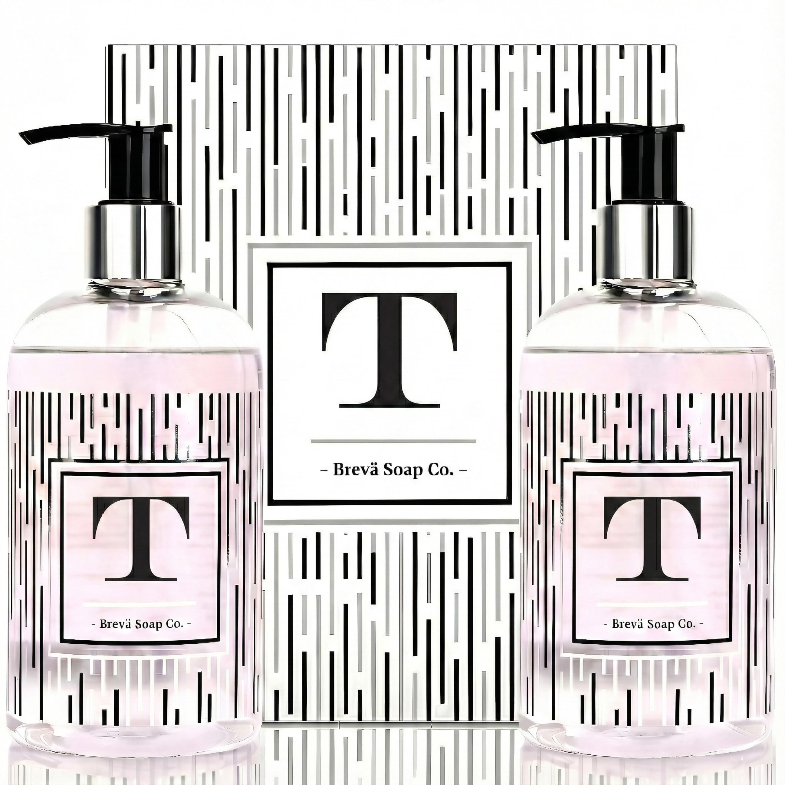 Brevä Soap Co. Monogrammed Hand Soap – Letter T | Citrus Bloom Scent | 12 oz (Pack of 2)