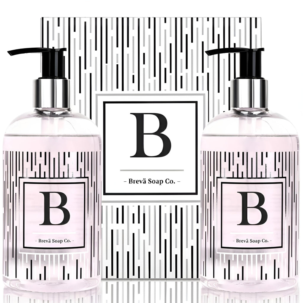 Brevä Soap Co. Monogrammed Luxury Liquid Hand Soap – Letter B | Citrus Bloom Scent | 12 oz Pack of 2