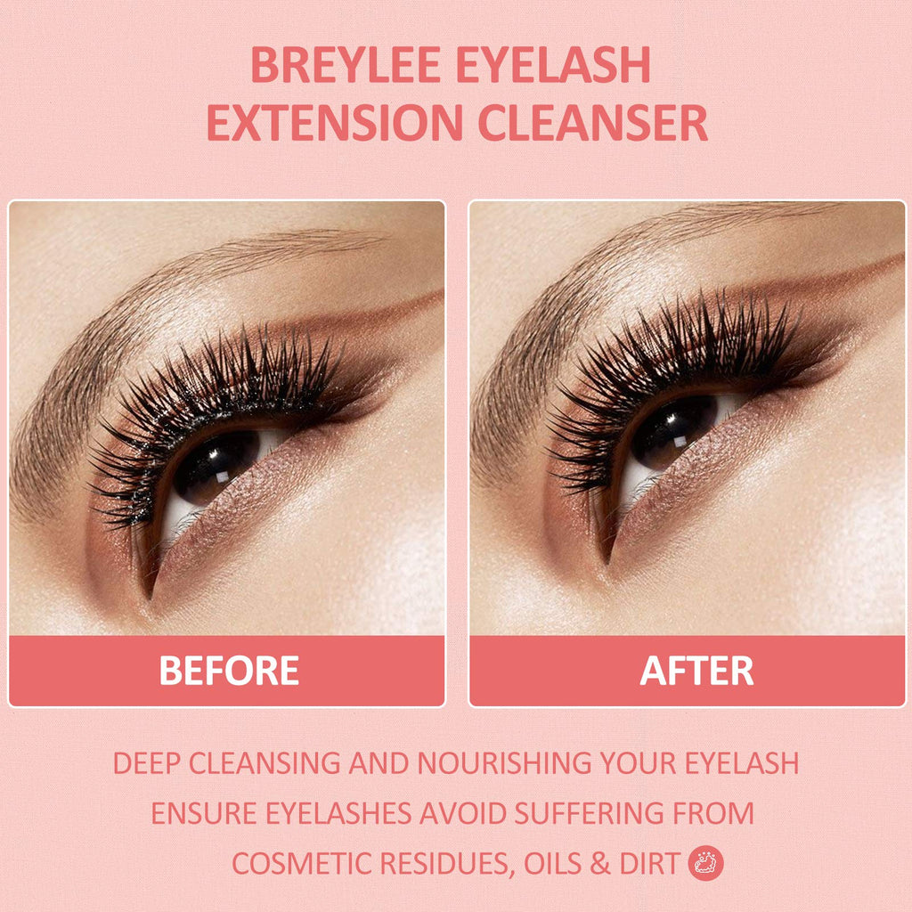 BREYLEE Eyelash Extension Cleanser | 200ml Foam Shampoo with Brush for Salon & Home Use