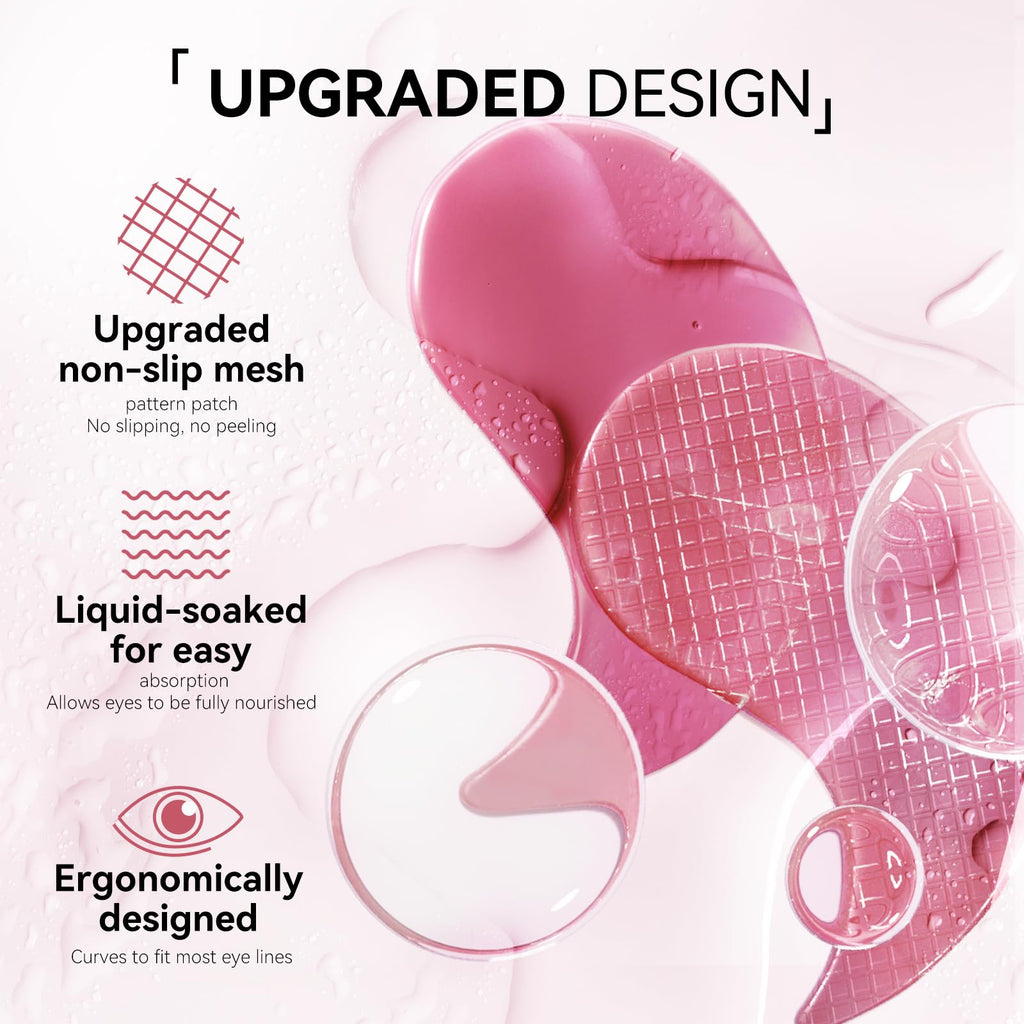 BREYLEE Flamingo Pink Eye Mask – 60 Patches for Puffy Eyes, Dark Circles & Fine Lines