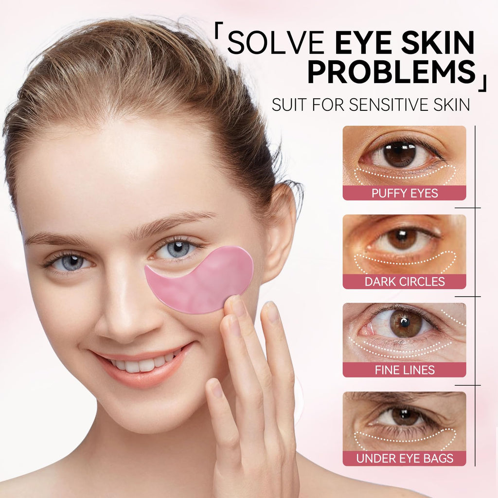 BREYLEE Flamingo Pink Eye Mask – 60 Patches for Puffy Eyes, Dark Circles & Fine Lines