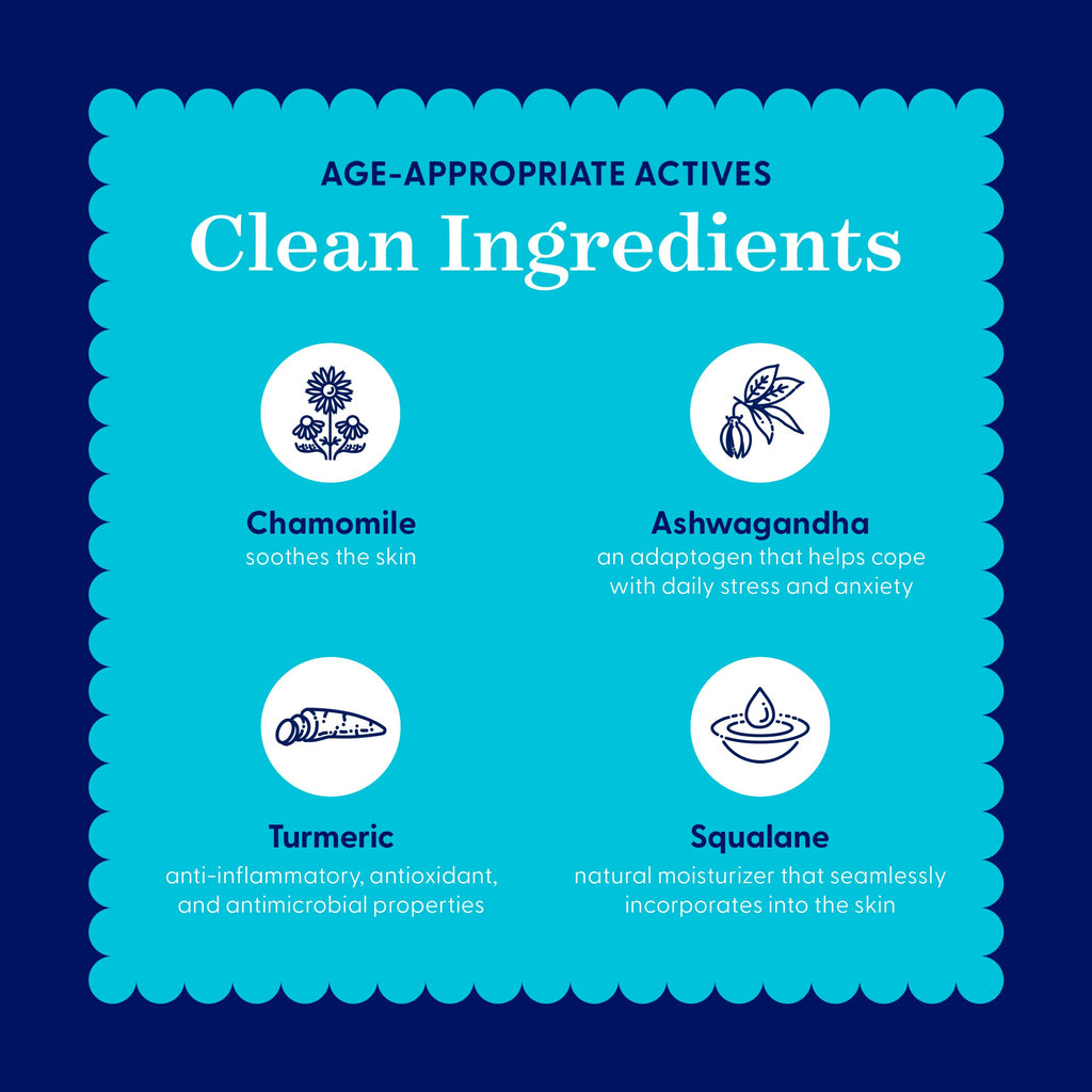 Day+Bright Facial Moisturizer for Teens | 50mL | Non-Greasy Hydration | Chamomile, Turmeric, Ashwagandha