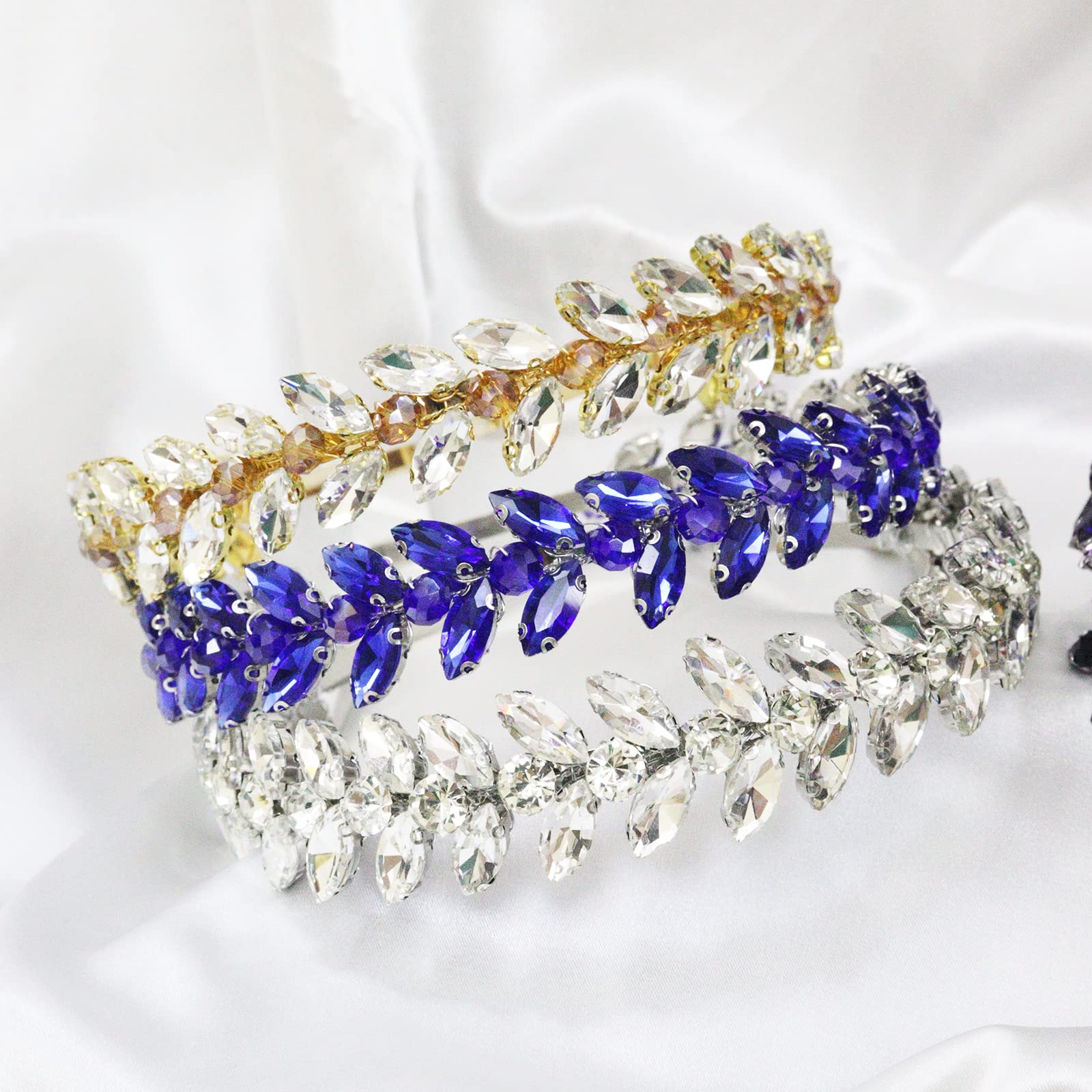 Brihasory Green Rhinestone Headband – Bridal Hair Accessory, Adjustable Gold-Tone Tiara for Brides & Bridesmaids