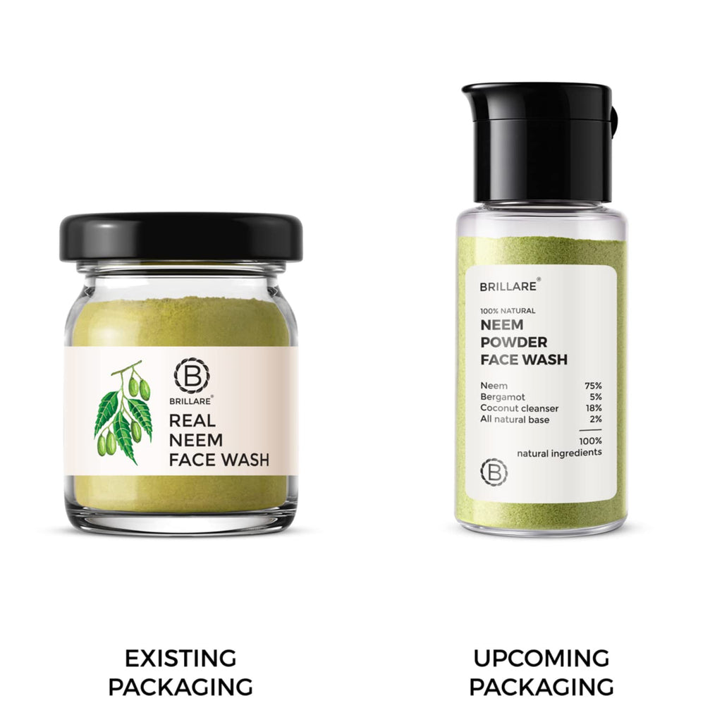 BRILLARE Real Neem Powder Facial Cleanser – Oil Control Face Wash, 15g | Vegan & Sulfate-Free