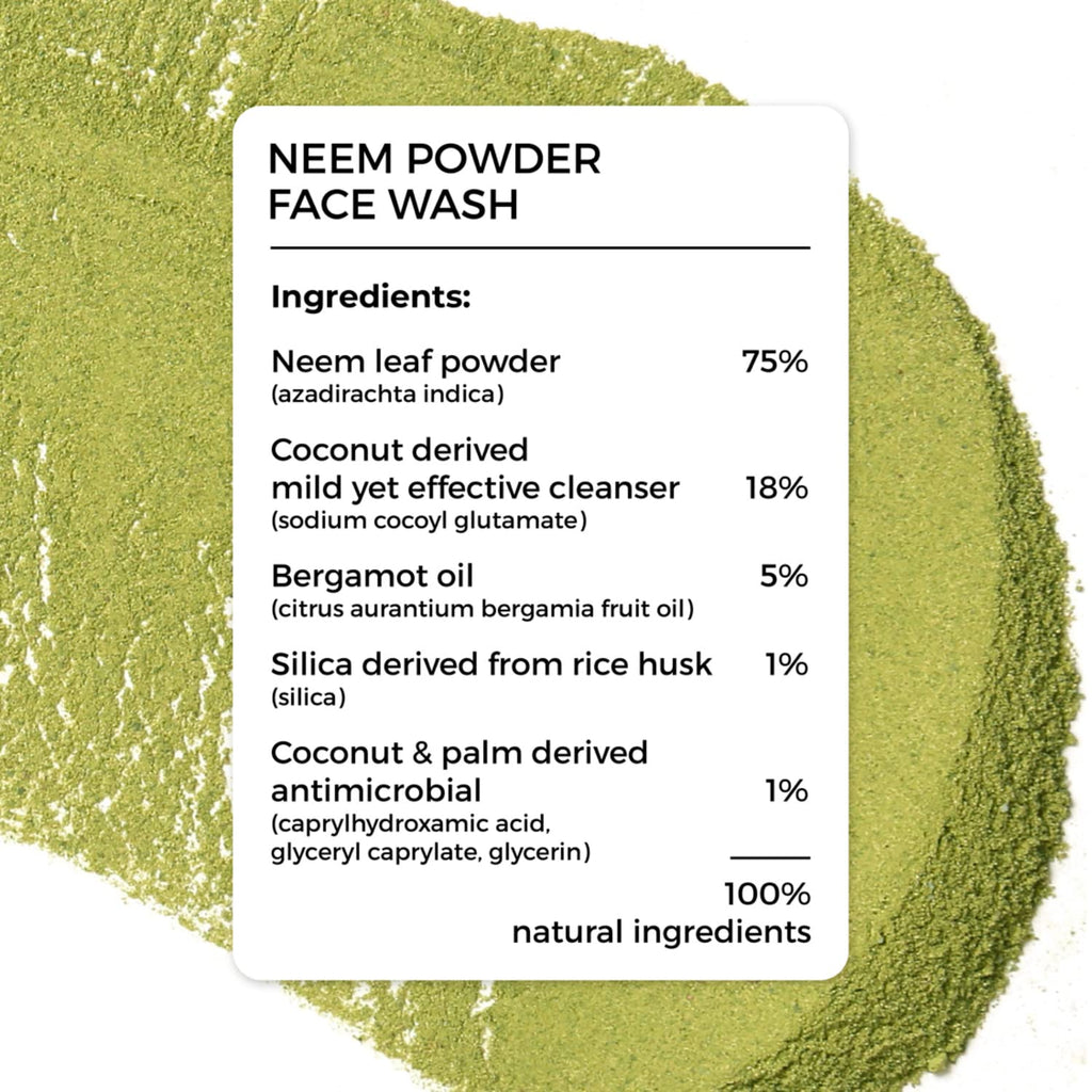 BRILLARE Real Neem Powder Facial Cleanser – Oil Control Face Wash, 15g | Vegan & Sulfate-Free