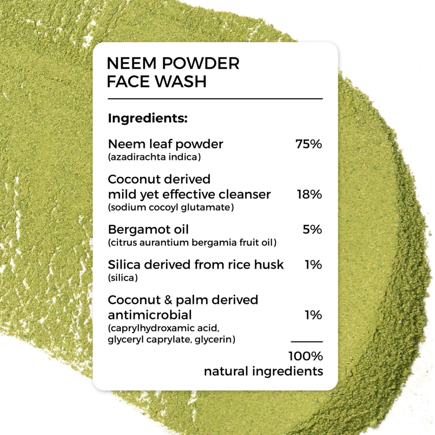 BRILLARE Real Neem Powder Facial Cleanser – Oil Control Face Wash, 15g | Vegan & Sulfate-Free