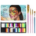 BRIMFULITE Water Activated Face Paint Kit – Highly Pigmented Split Cake with 4 Brushes
