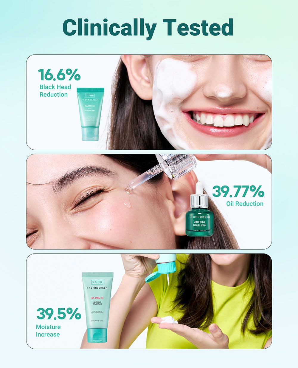 BRING GREEN Tea Tree Cica Trial Kit — Travel-Size Korean Skincare for Acne-Prone Skin