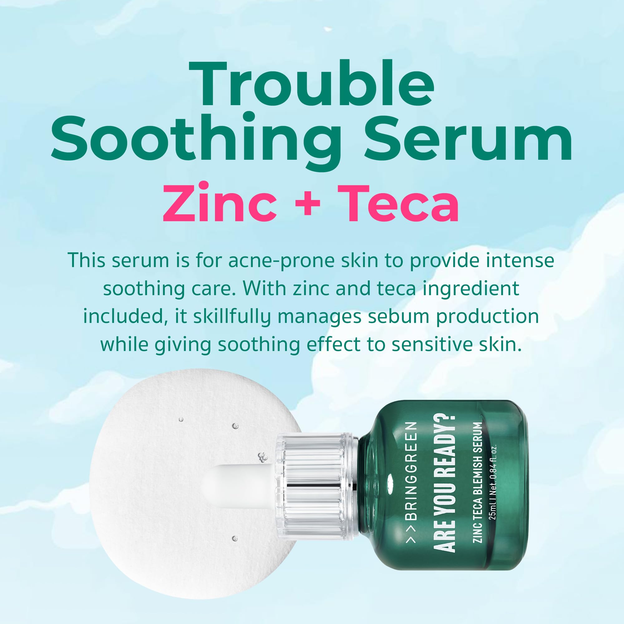 BRING GREEN X NETFLIX SQUID GAME Edition Zinc Teca Serum 25mL | Calming & Oil-Control Serum + Free Gonggi Game