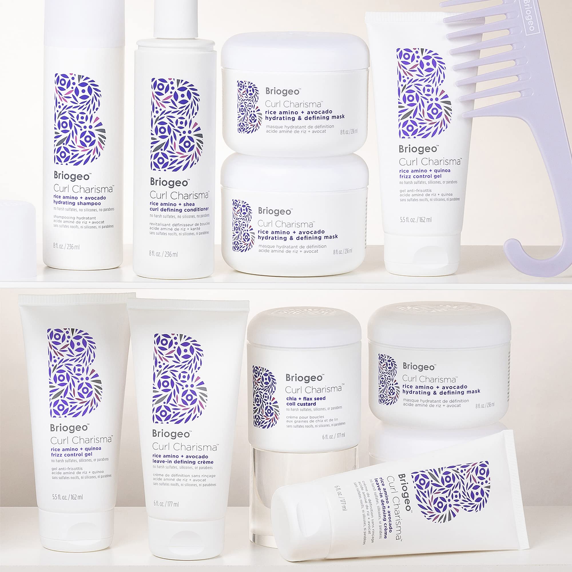 Briogeo Curl Charisma Rice Amino + Avocado Leave-In Defining Crème – Hydrating Curl Styler, Vegan & Cruelty-Free, 2 oz