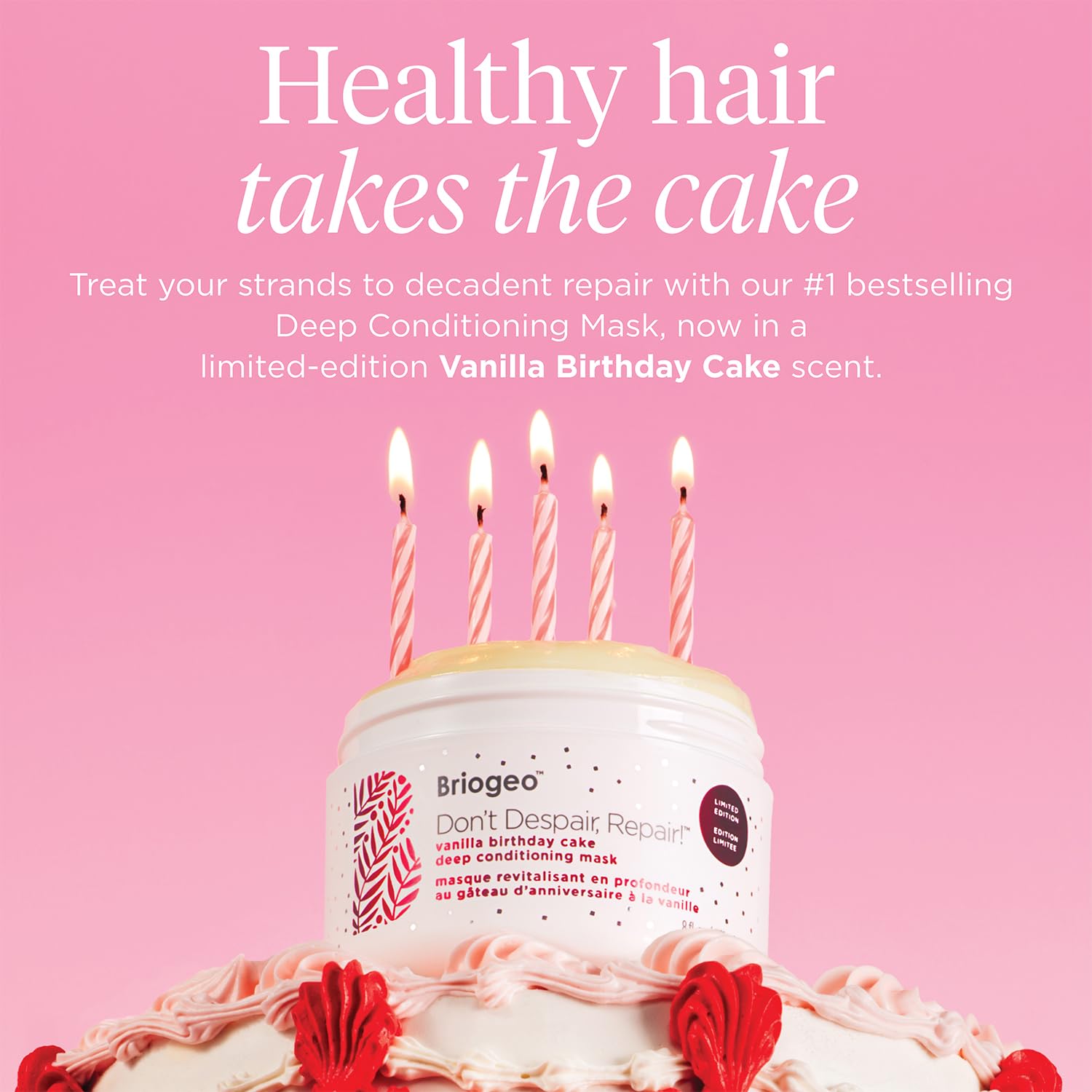 Briogeo Don't Despair, Repair! Birthday Cake Deep Conditioning Mask – vegan & color-safe for dry & damaged hair