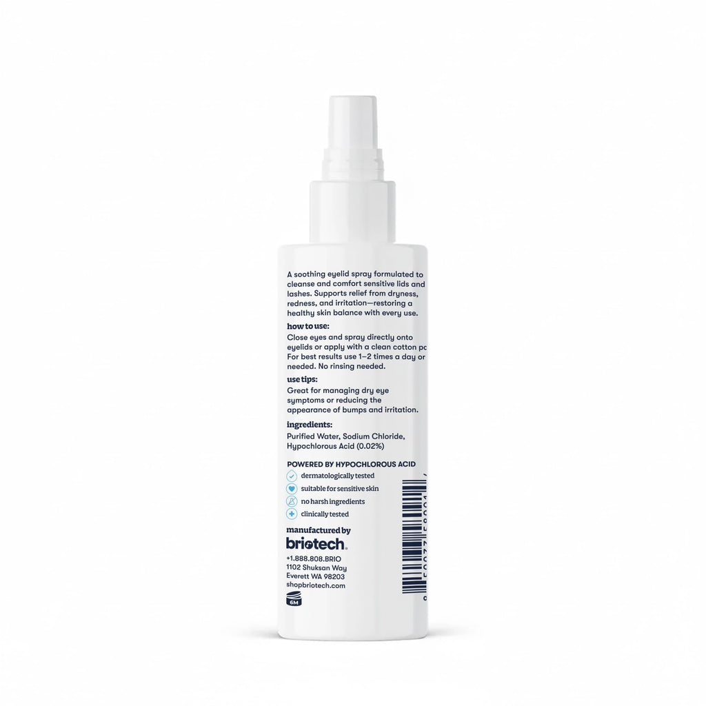 BRIOTECH Eyelid Cleanser – Hypochlorous Acid Spray for Daily Lid & Lash Care | Travel Size 2 fl oz (2 Pack)
