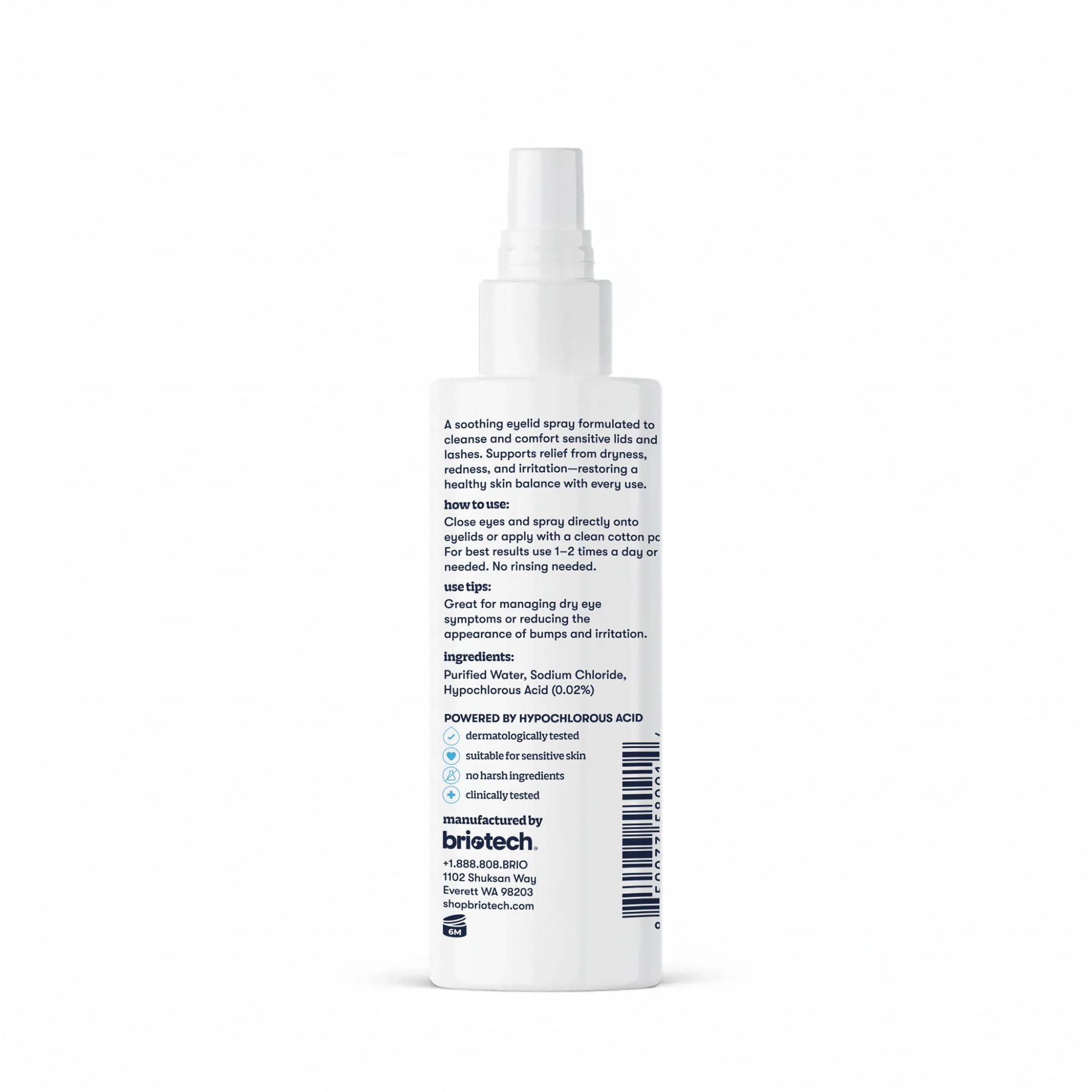 BRIOTECH Eyelid Cleanser – Hypochlorous Acid Spray for Daily Lid & Lash Care | Travel Size 2 fl oz (2 Pack)