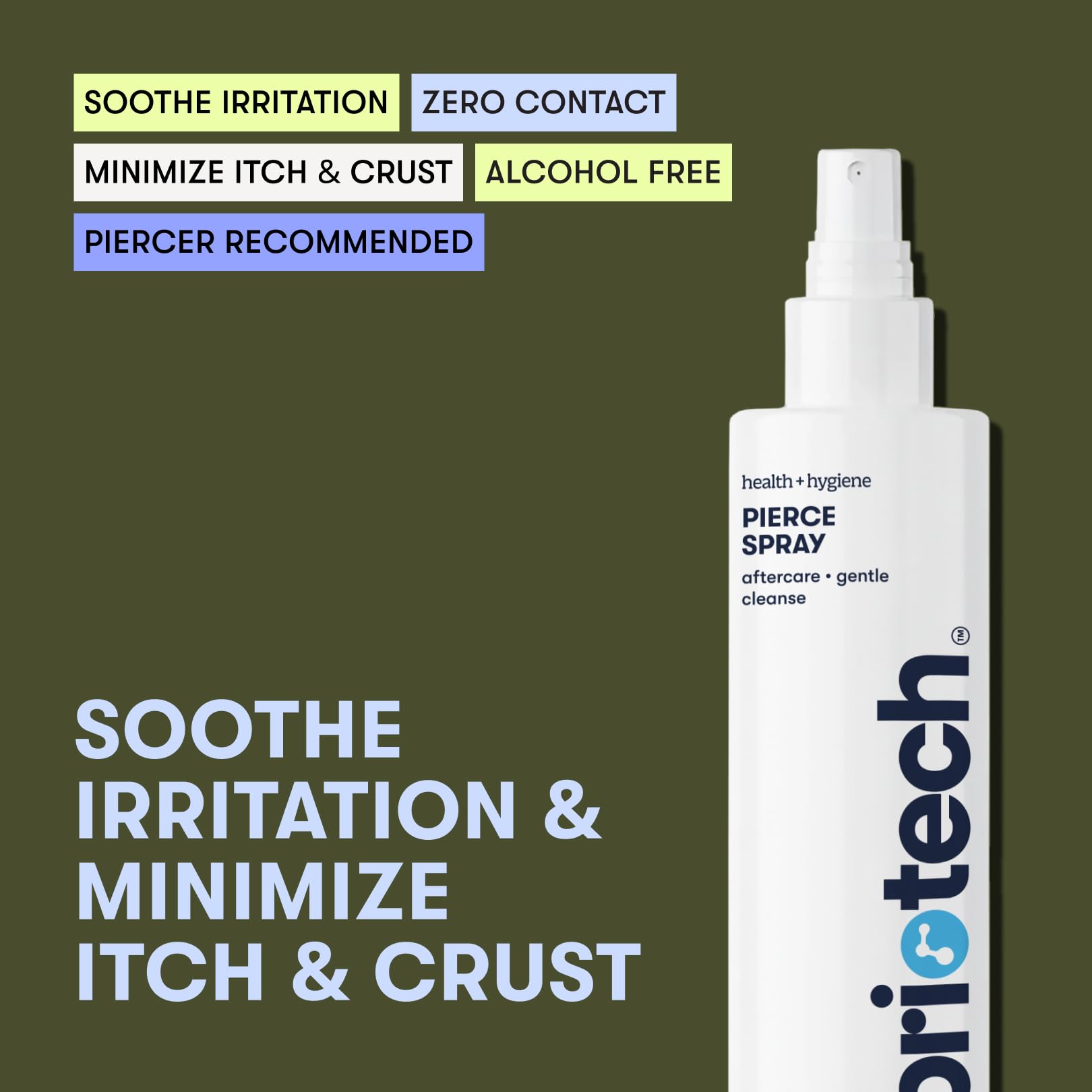 BRIOTECH Pierce Spray – HOCl Piercing Aftercare, No Rinse, Alcohol-Free, 4 fl oz (2 Pack)