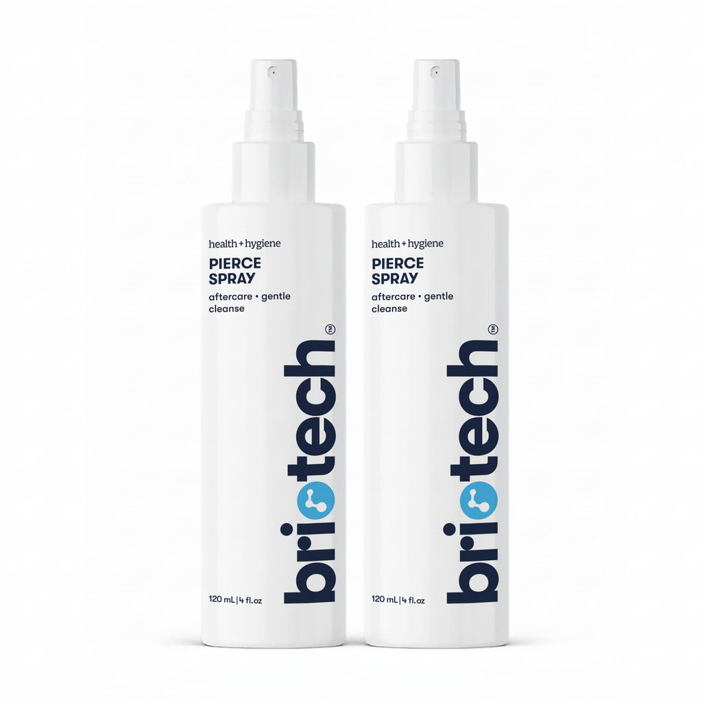BRIOTECH Pierce Spray – HOCl Piercing Aftercare, No Rinse, Alcohol-Free, 4 fl oz (2 Pack)