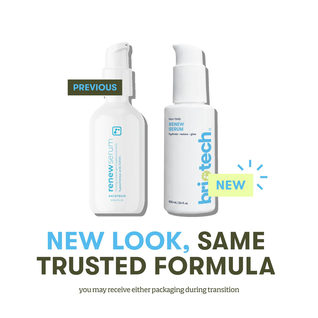 BRIOTECH Renew Serum – Hypochlorous Acid Mineral Gel for Firmer Skin, 3.4 fl oz (2 Pack) – Vegan