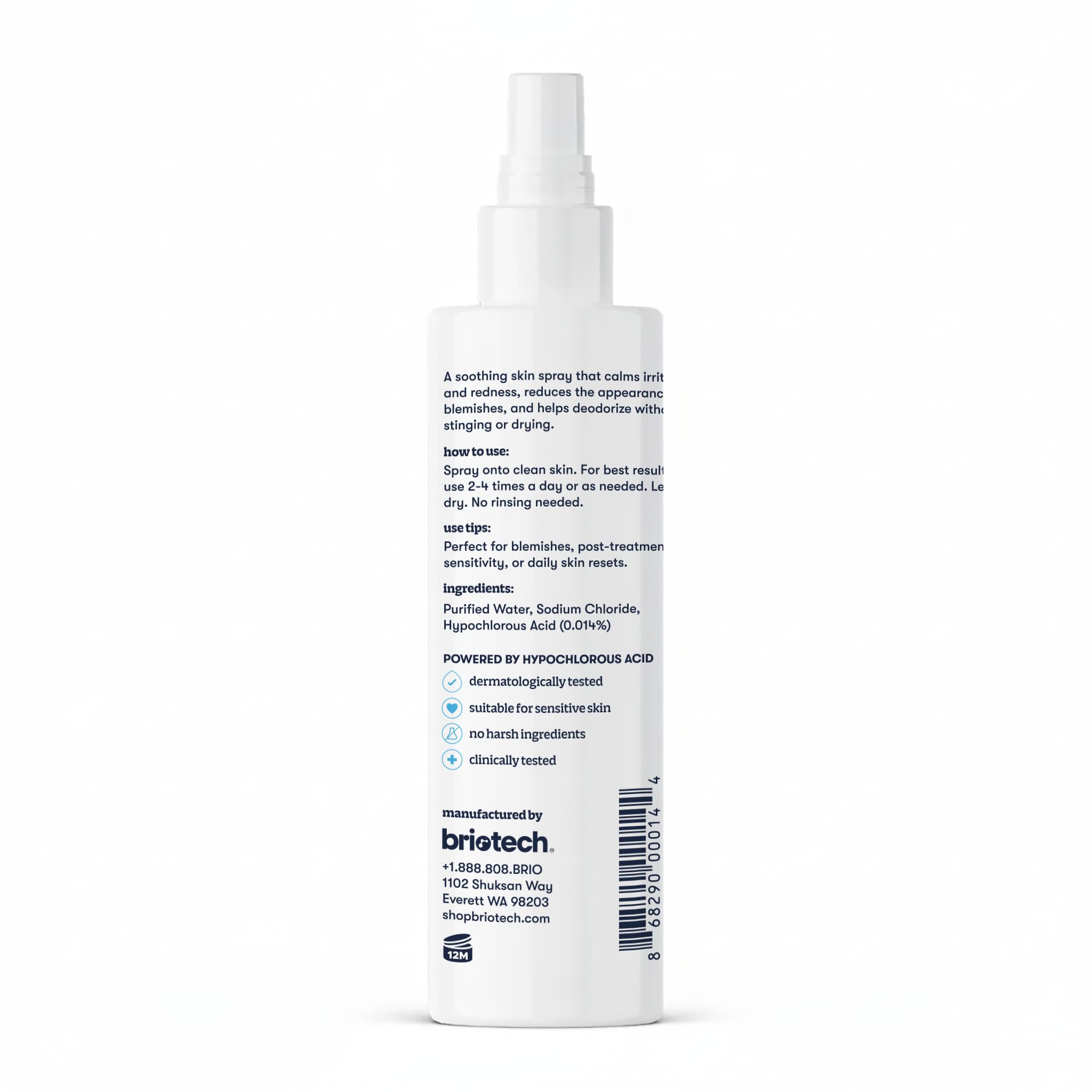 BRIOTECH Topical Skin Spray | HOCl Facial Mist for Sensitive Skin – 8.5 oz (2 Pack)