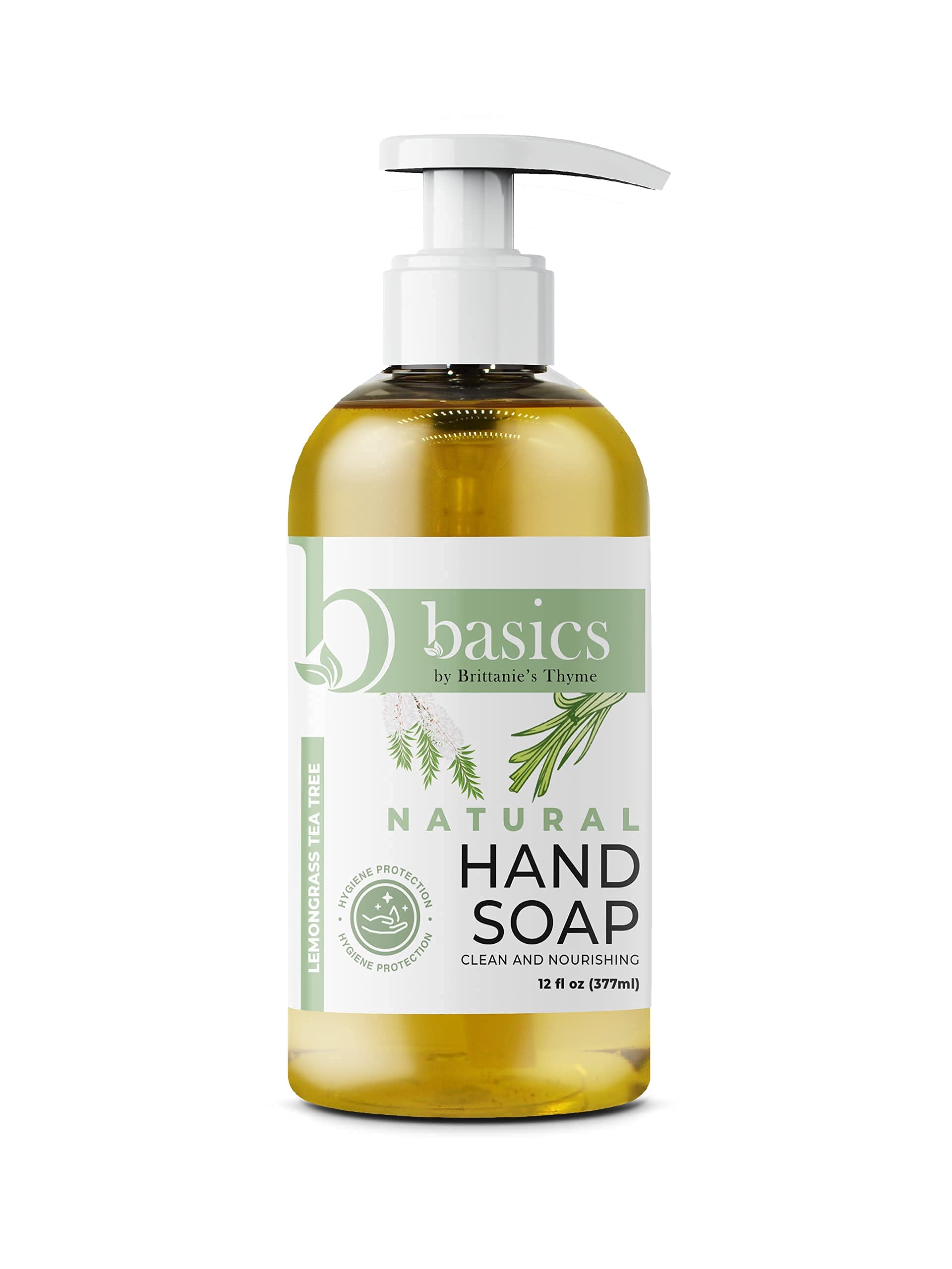 Brittanie's Thyme Basics Hand Soap – Natural Olive Oil, Lemongrass Tea Tree, 12 oz, Pack of 3