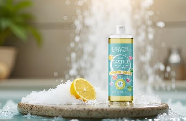 Brittanie's Thyme Pure Castile Liquid Soap Refill – Lemon Sage, 2 x 32 oz