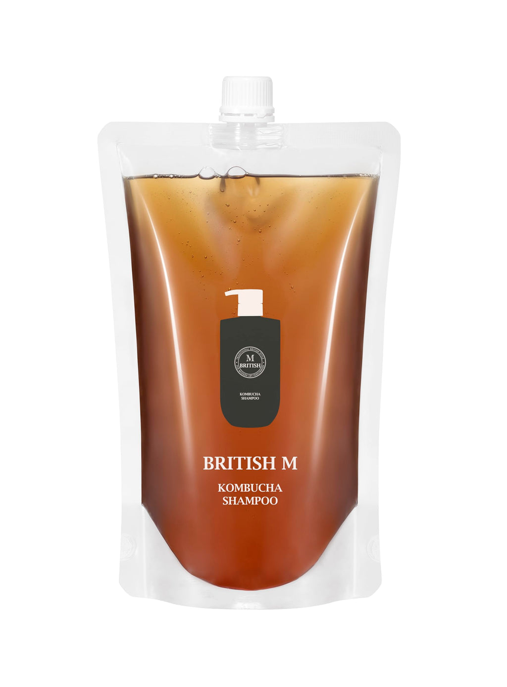 BRITISH M Kombucha Shampoo 750ml – Vegan Refill Shampoo for All Hair Types