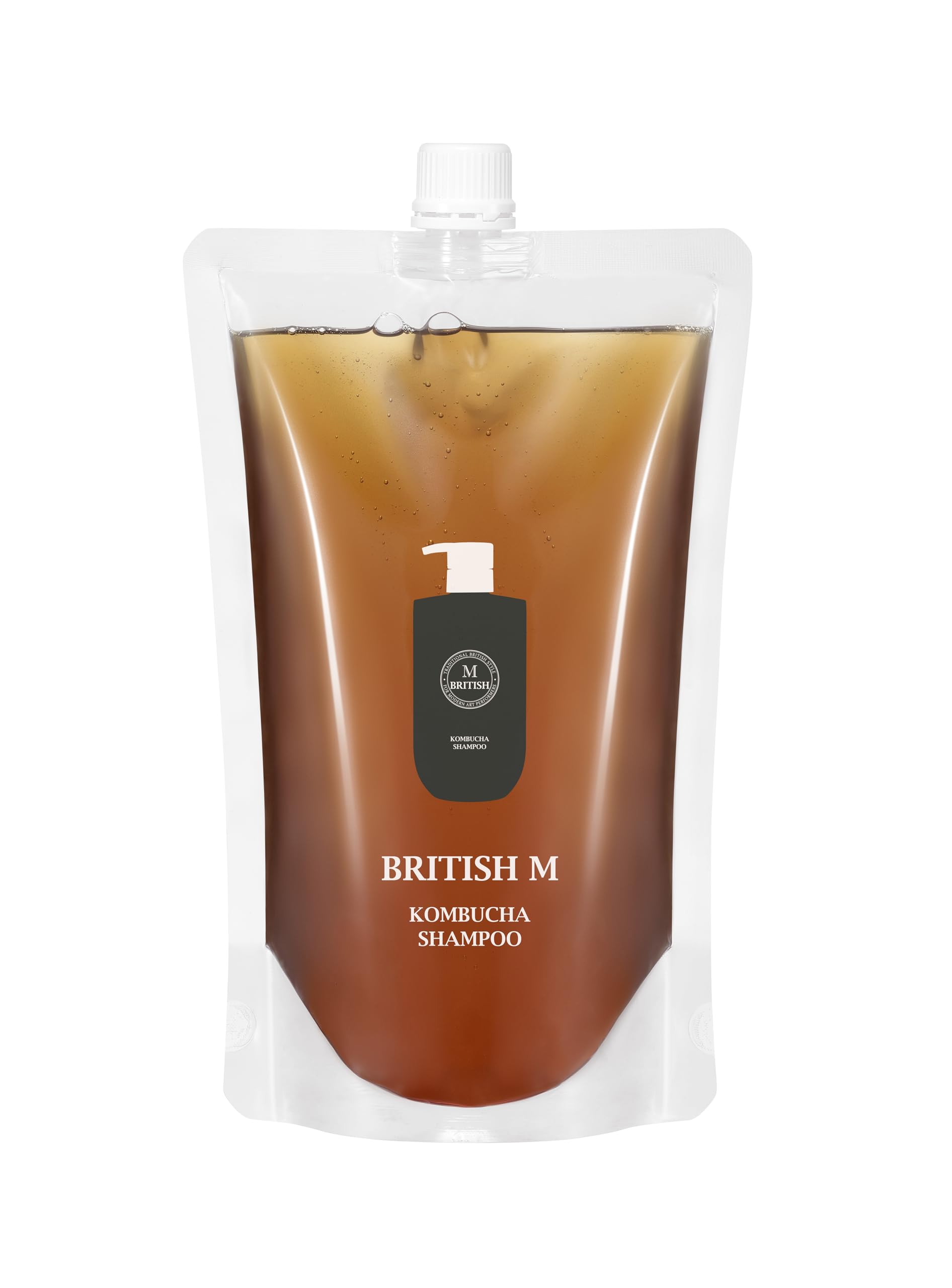 BRITISH M Kombucha Shampoo 750ml – Vegan Refill Shampoo for All Hair Types
