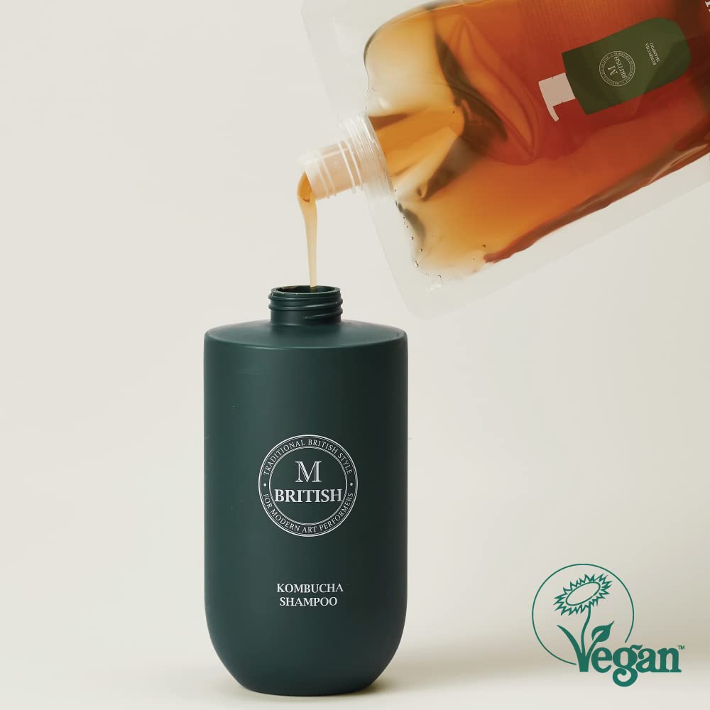 BRITISH M Kombucha Shampoo 750ml – Vegan Refill Shampoo for All Hair Types