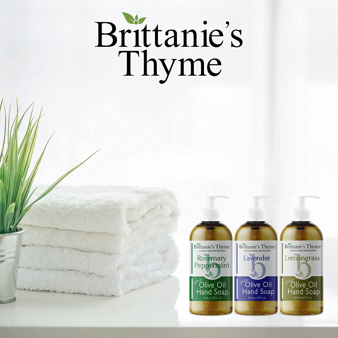 Brittanie’s Thyme Pure Castile Liquid Soap Refill – Lavender, Lemongrass & Rosemary (3 x 16 oz) | Gentle, Plant-Based Cleanser, Vegan & Gluten Free