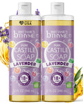 Brittanie's Thyme Pure Castile Liquid Soap Refill – Lavender, 32 oz 2-Pack | Gentle, Vegan, Non-GMO