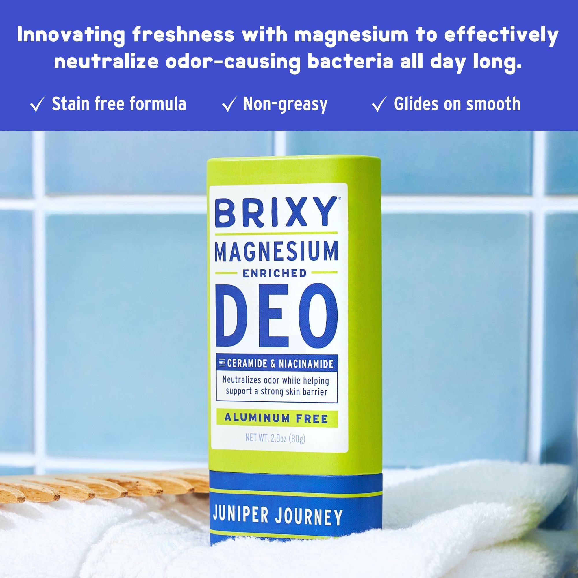 BRIXY Magnesium Deodorant - Aluminum Free, Skin-Friendly Odor Control