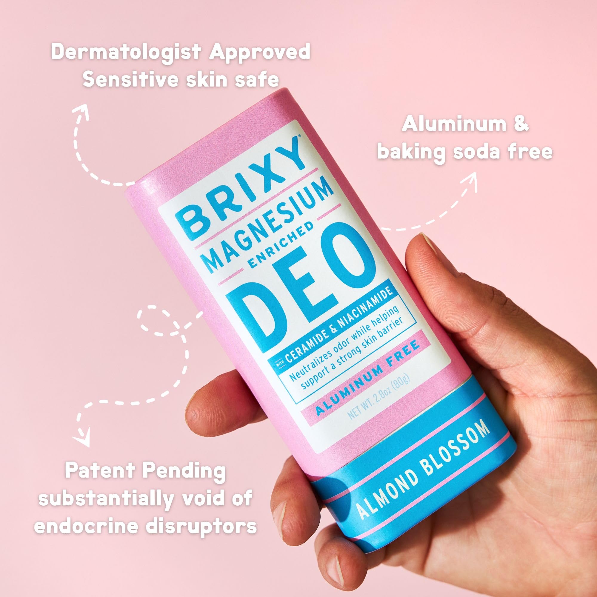 BRIXY Magnesium Deodorant – All-Day Odor Control, Ceramide & Niacinamide, Aluminum & Baking Soda Free