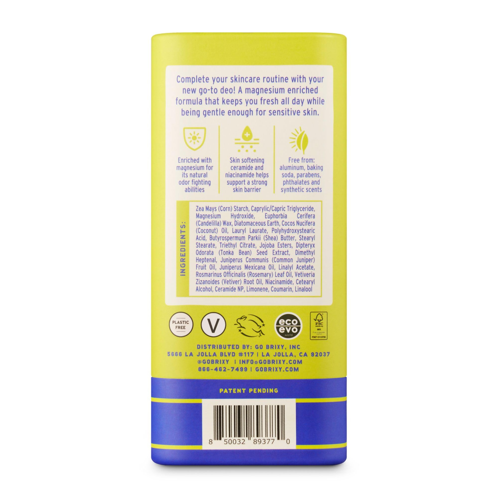 BRIXY Magnesium Deodorant - Aluminum Free, Skin-Friendly Odor Control