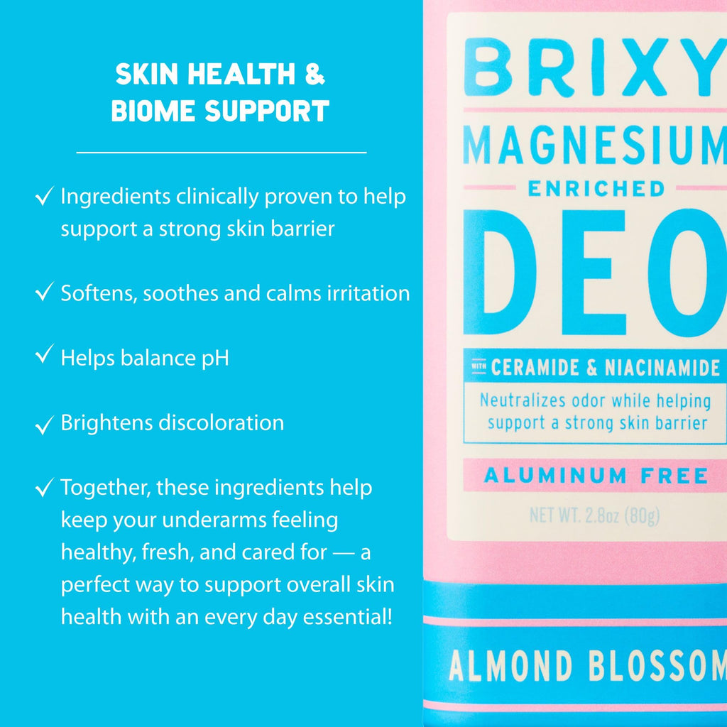 BRIXY Magnesium Deodorant – All-Day Odor Control, Ceramide & Niacinamide, Aluminum & Baking Soda Free