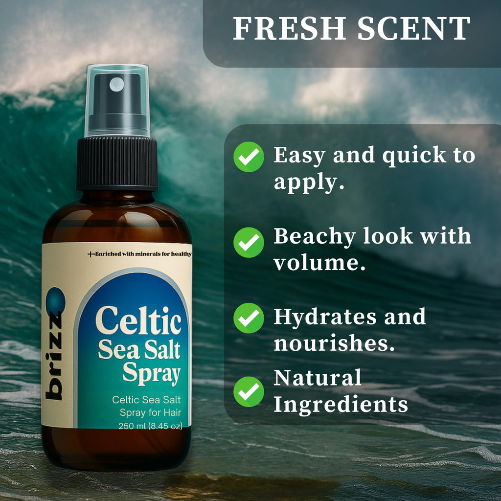 brizz Celtic Sea Salt Hair Spray – Instant Beach Look, Volume & Texture (8.45 fl oz)