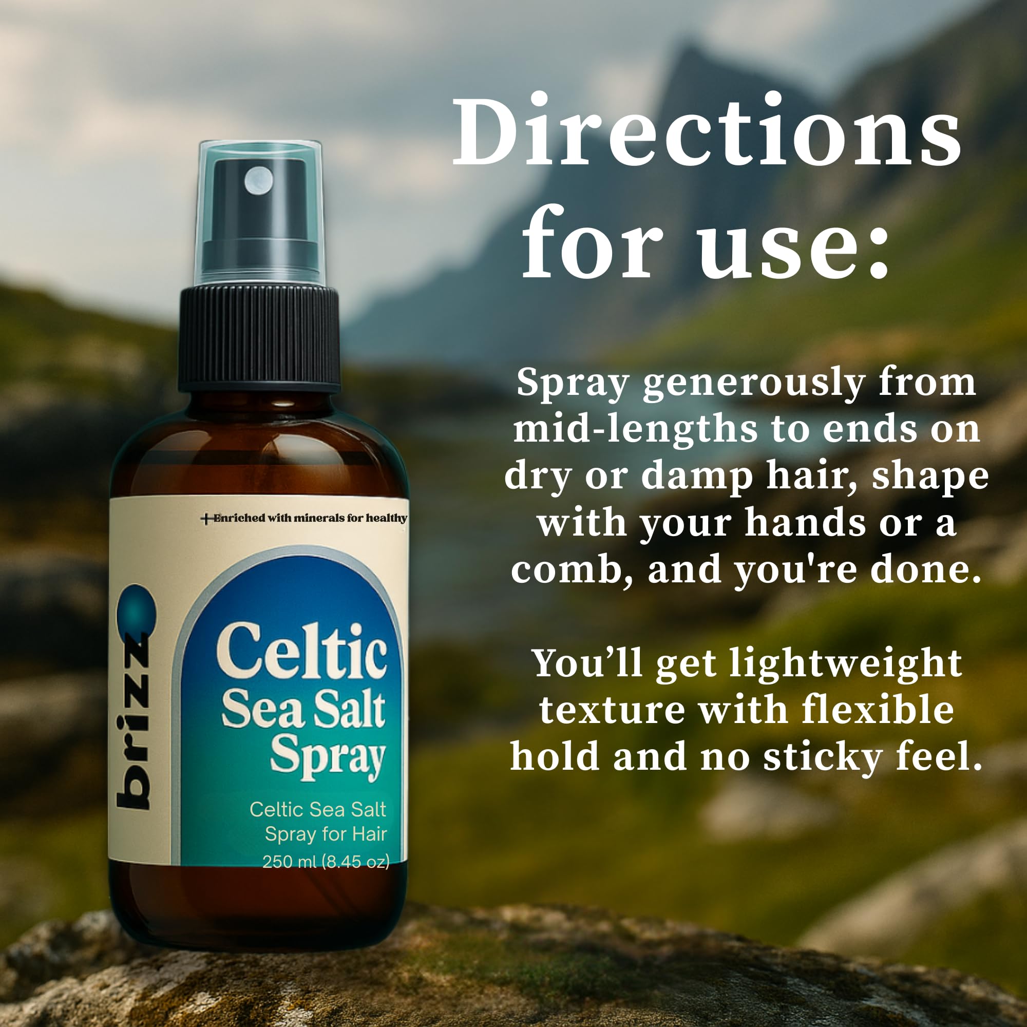 brizz Celtic Sea Salt Hair Spray – Instant Beach Look, Volume & Texture (8.45 fl oz)