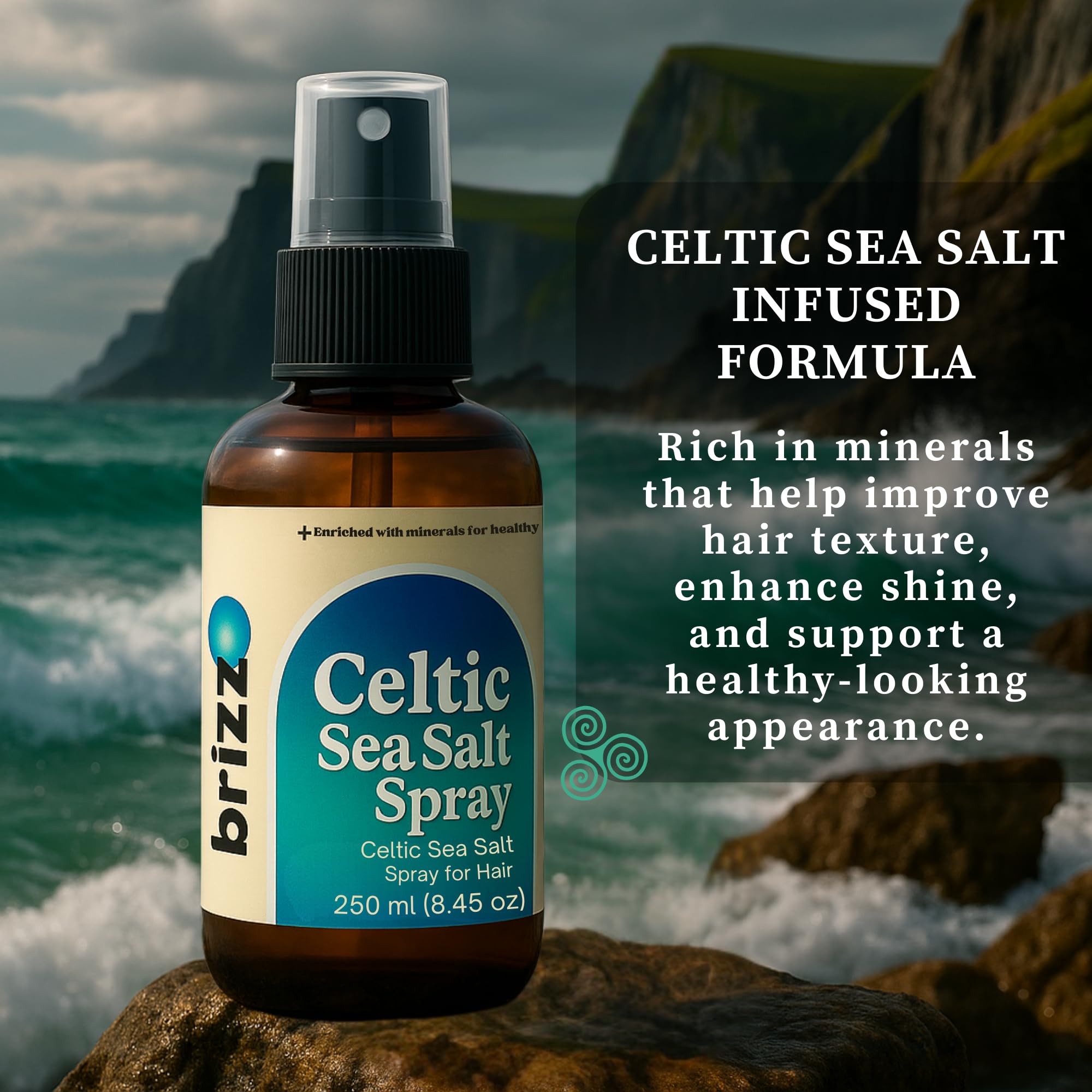 brizz Celtic Sea Salt Hair Spray – Instant Beach Look, Volume & Texture (8.45 fl oz)