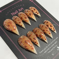 BRKYKGK Handmade Press on Nails – Medium Stiletto Brown Leopard & Eagle Claw Kit (10 Pcs)