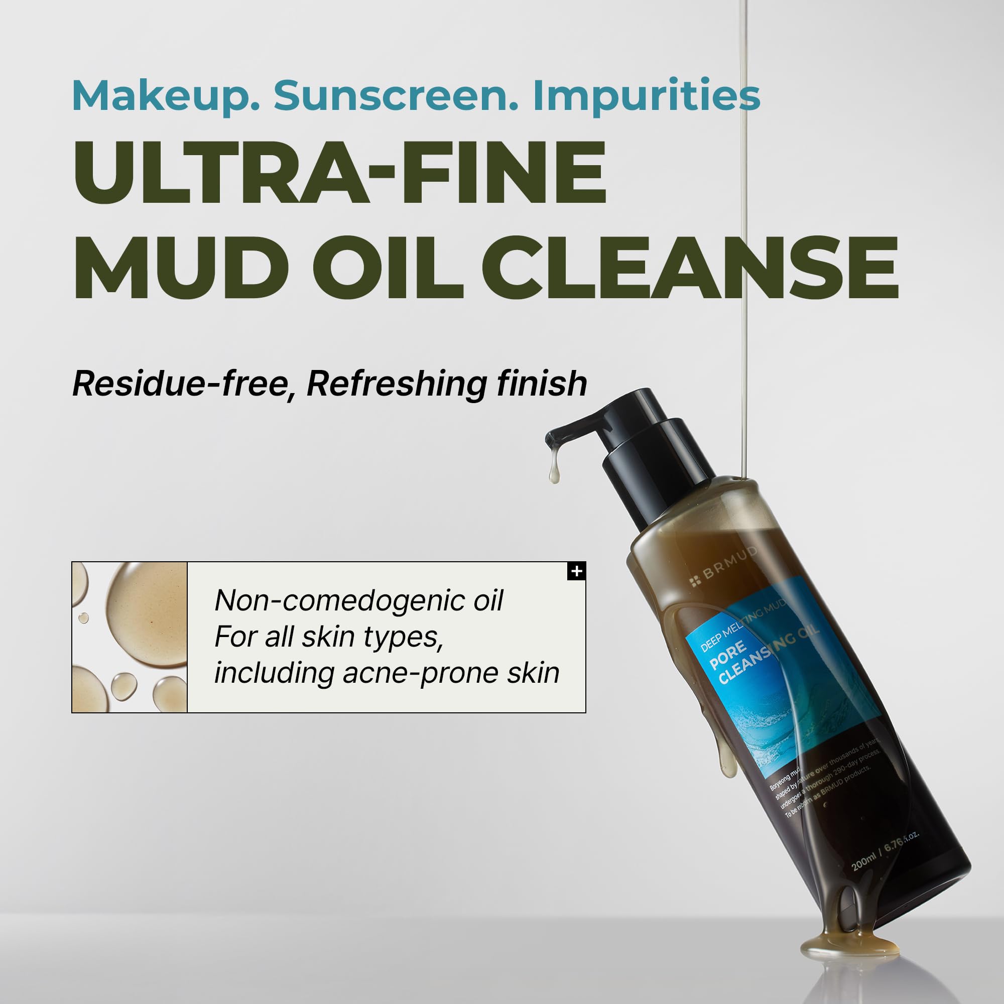 BRMUD Deep Melting Mud Pore Cleansing Oil – Boryeong Mud + 7 Fermented Oils, Vegan